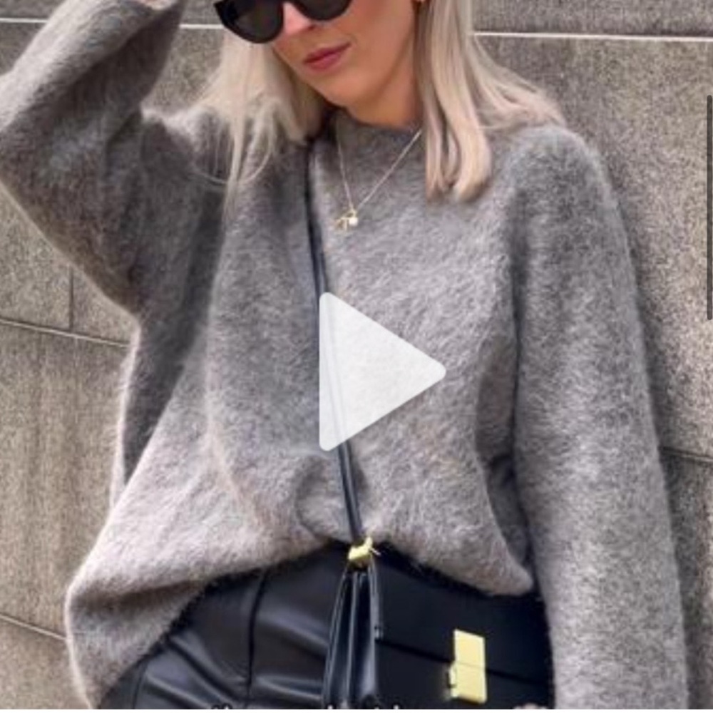 H&M mohair blend charcoal grey oversized fuzzy loose fit minimal scandi girl - Picture 10 of 12